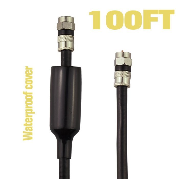 FOWOD RG6 TV Black Coaxial Cable, 100 Feet, with F-Male Connectors, Double Shielded, High Performance, Indoor... N5