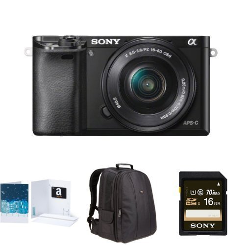 Sony Alpha a6000 Mirrorless Digital Camera with 16-50mm Power Zoom Lens Holiday Bundle N2