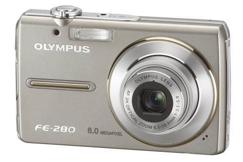 Olympus Stylus FE-280 8MP Digital Camera with Dual Image Stabilized 3x Optical Zoom (Silver) N3
