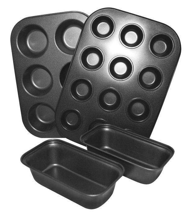 The sharper Image Super wave oven 4-piece baking set Accessory: Muffin Pan, Mini Muffin Pan, 2 Mini Loaf Pan N4