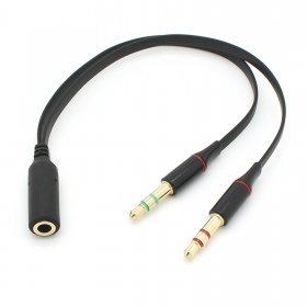 CY Black Dual 3.5mm Male to Single Female Headphone Microphone Audio Splitter Cable for Cell Phone & Tablet &... N3