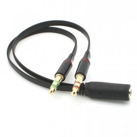 CY Black Dual 3.5mm Male to Single Female Headphone Microphone Audio Splitter Cable for Cell Phone & Tablet &... N4