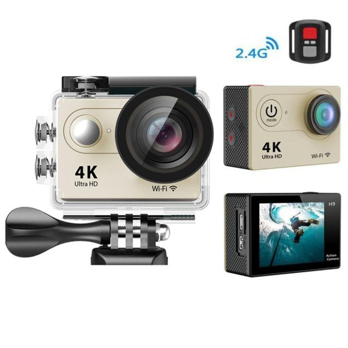 Sport Camera, TONSEE H9R Ultra HD 4K WiFi 2.0 Inch Sport Camera Video Camcorder+Remote Control - Gold