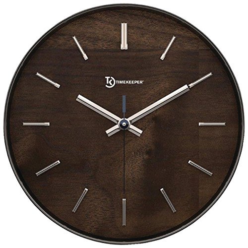 New TIMEKEEPER A4003FW 11" Hastings Walnut Wall Clock with Chrome Accent