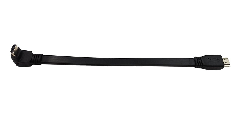 LEMENG 1FT Flat Slim High Speed HDMI Extension Cable A male to 90 Degree Up Angle A Male Cord