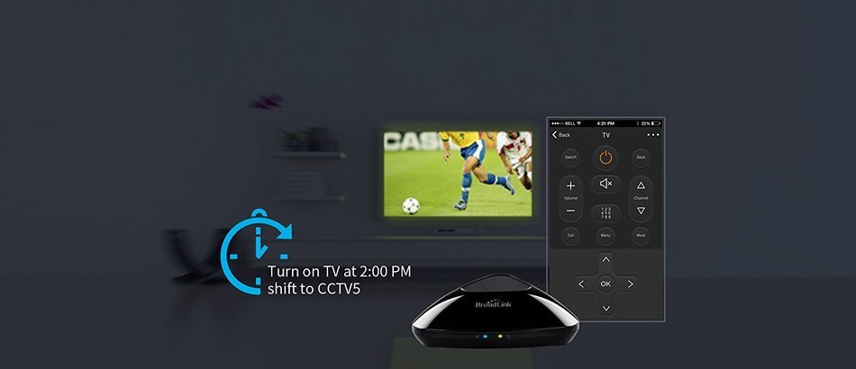 BroadLink RMPRO IR RF Wi-Fi One in All Universal Remote Control Black (RMPRO-US) N7