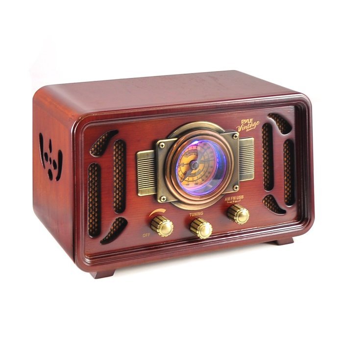 Pyle PUNP34BT Vintage Retro Classic Style Bluetooth Radio Sound System, USB/SD Readers, AM/FM Radio N3