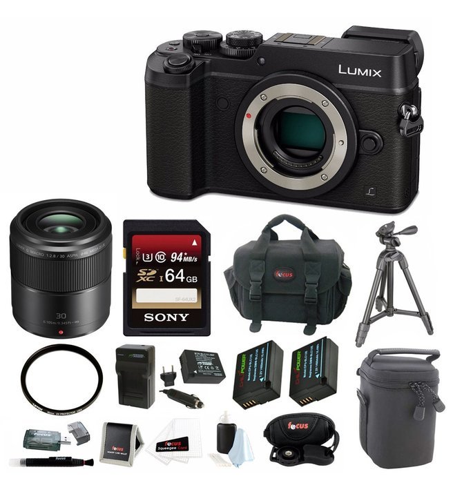 Panasonic DMC-GX8KBODY LUMIX GX8 (DSLM) Camera Body + Panasonic 30mm f/2.8 ASPH. MEGA O.I.S Macro Lens and 64GB... N2