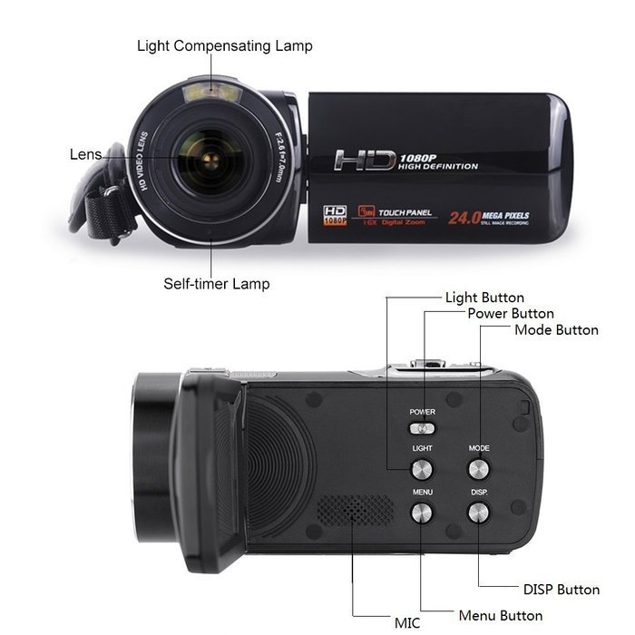 MARVUE 318 Full HD Digital Camcorder 1080p @30fps Max. 24.0 MP Full Color Screen For Low light Video Camera Recorder... N17
