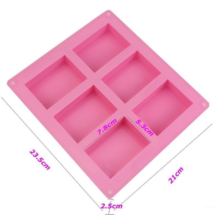 6-Cavity Rectangle Silicone Soap Bar and Resin Mold for Homemade Craft, Set of 2 N4