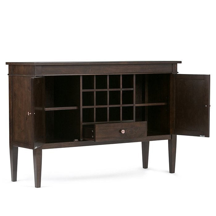 Simpli Home Carlton Medium Storage Cabinet, Dark Tobacco Brown N16