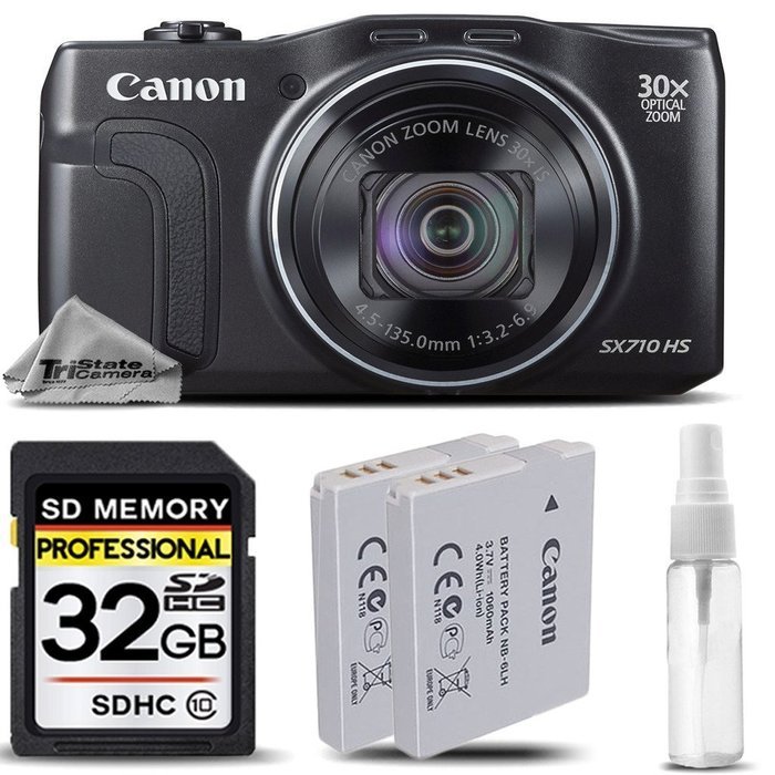 Canon PowerShot SX710 HS Digital Camera Black Built-In Wi-Fi/NFC + Backup Battery + 32GB Class 10 Memory Card...