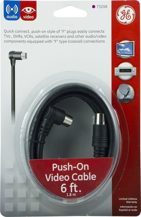 GE 73208 RG59 6-Feet Push-On Video Cable, Black N2