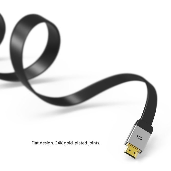 HDMI 2.0 Cable Flat, 4K 4096x2160P@60Hz High Speed Hdmi Cable for Xbox PS3\4 PC TV Projector(6 Feet) N6