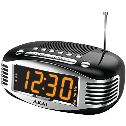 New AKAI CE1500 Retro Style AM/FM Dual Alarm Clock Radio