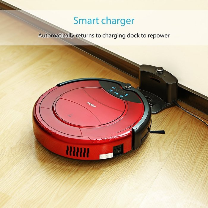 Haier Robotic Vacuum Cleaner Automatic Floor Cleaner with Self Charging and Wet Mop (Red) N8