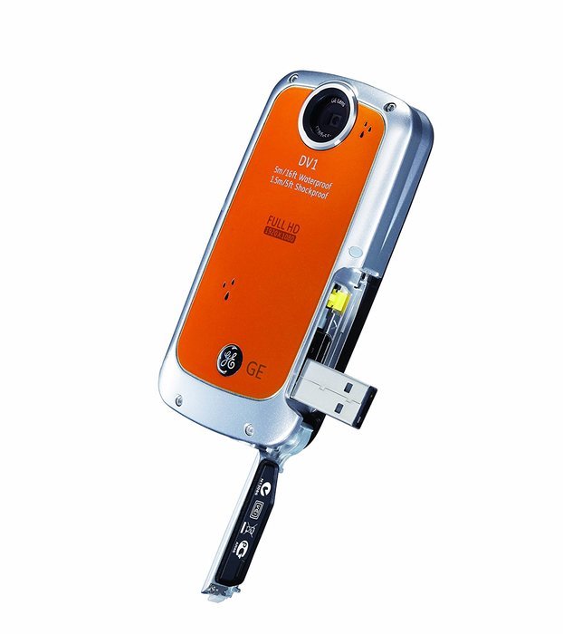 GE DV1-CO Waterproof/Shockproof 1080p Pocket Video Camera (Citrus Orange) (Discontinued by Manufacturer) N4