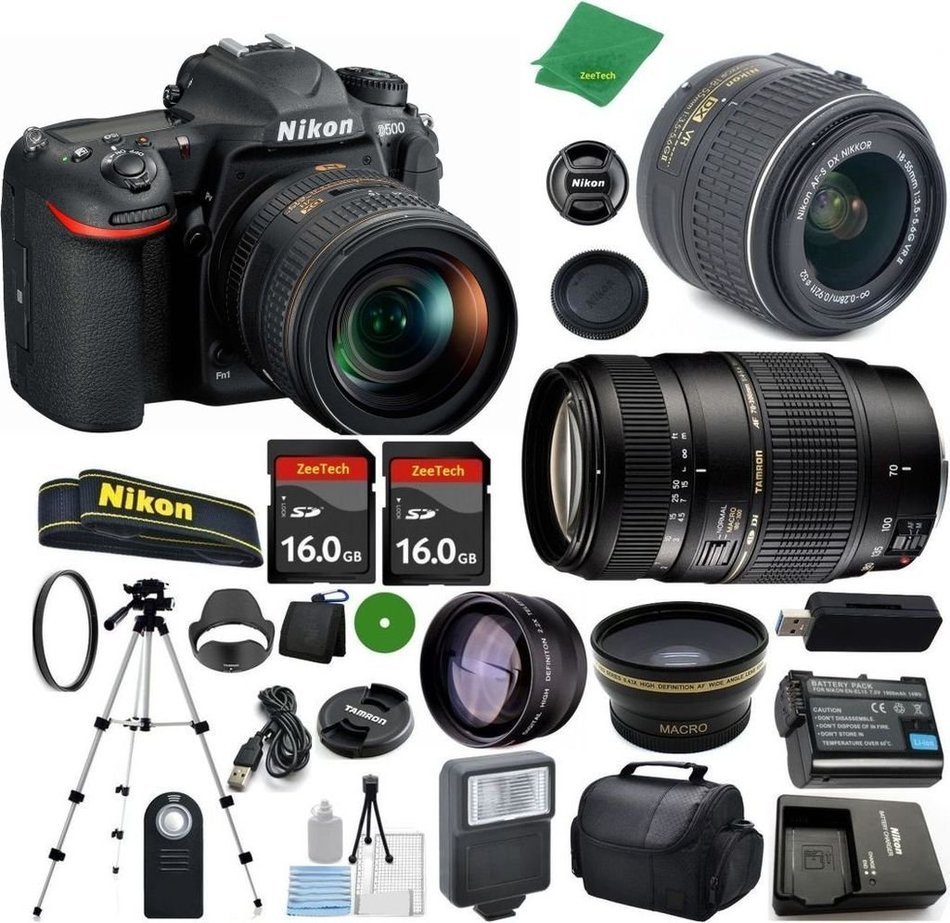 Nikon D500 DX-Format CMOS DSLR Digital Camera Body, NIKKOR 18-55mm f/3.5-5.6 AF-S DX VR, Tamron 70-300mm DI LD...