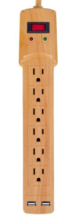 Invisiplug 6-Outlet Surge Protector with 2 USB Ports and 900 Joules Protection, Model DO004 N3
