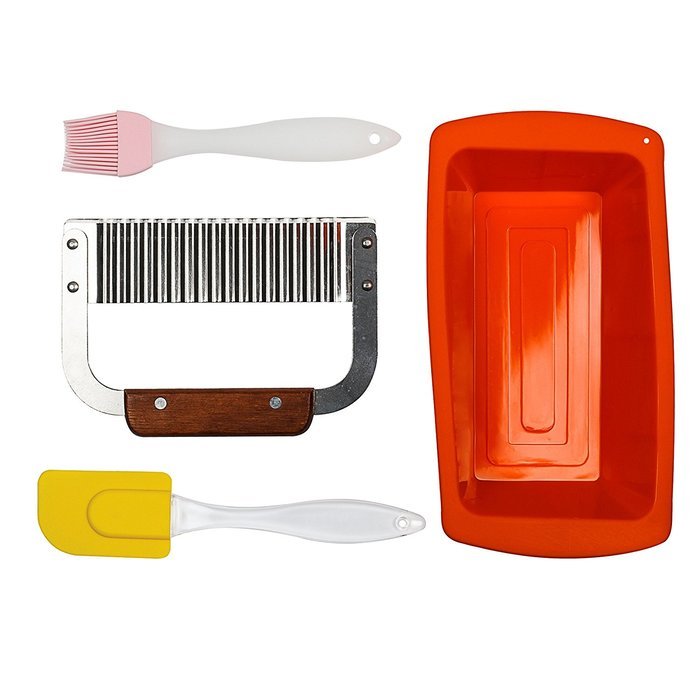 Loaf Pan w/ Brush, Spatula and Cutter - Best Bakeware for Baking Bread and Large Cakes - Commercial Grade Non... N2