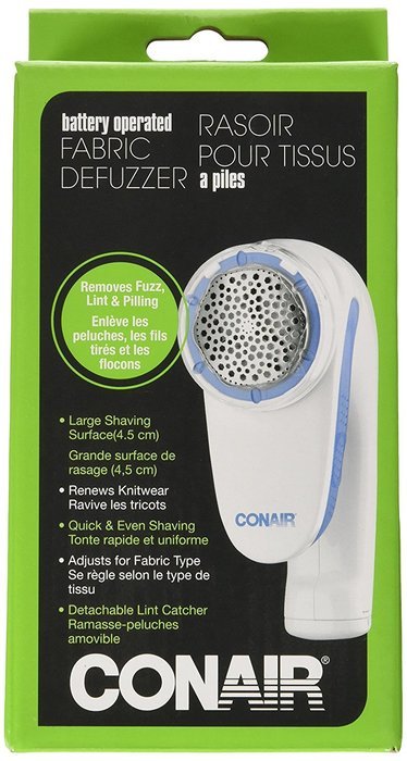 Conair Battery Operated Fabric Defuzzer - Shaver, White N17