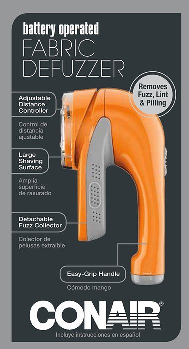 Conair Battery Operated Fabric Defuzzer - Shaver, White N20