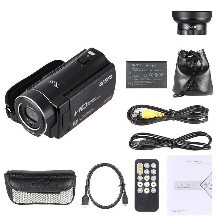 ORDRO HDV-V7 1080P Full HD Digital Video Camera Camcorder Max 24 Mega Pixels 16&times; Digital Zoom 3.0" Rotatable LCD...
