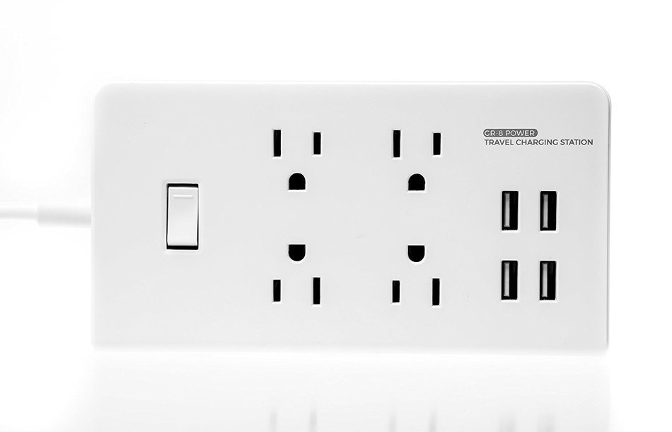 GR-8 Power Compact & Slim Travel Charging Station - International Power Adapter - Surge Protector - Power Strip... N6
