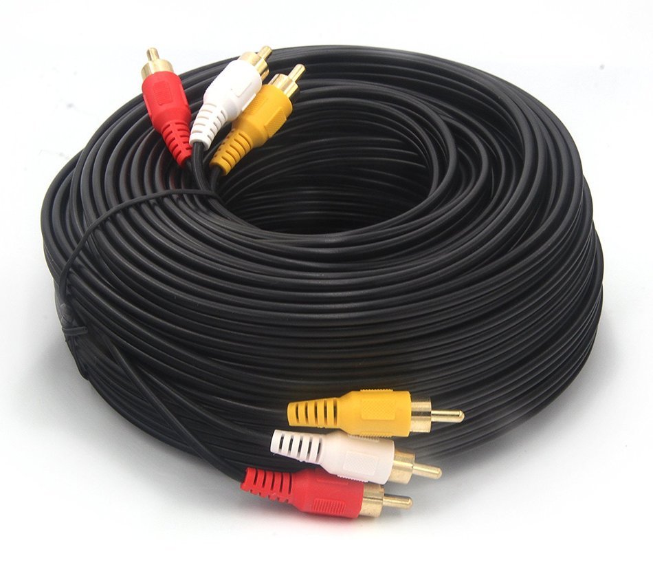 WAWPI 30M/100FT RCA M/Mx3 Audio/Video Cable Gold Plated - Audio Video RCA Stereo Cable 100FT