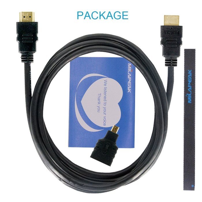 MILAPEAK (2 in 1) Mini-HDMI + Micro-HDMI Male to HDMI Female Adapter with Gold Plated, Black N25