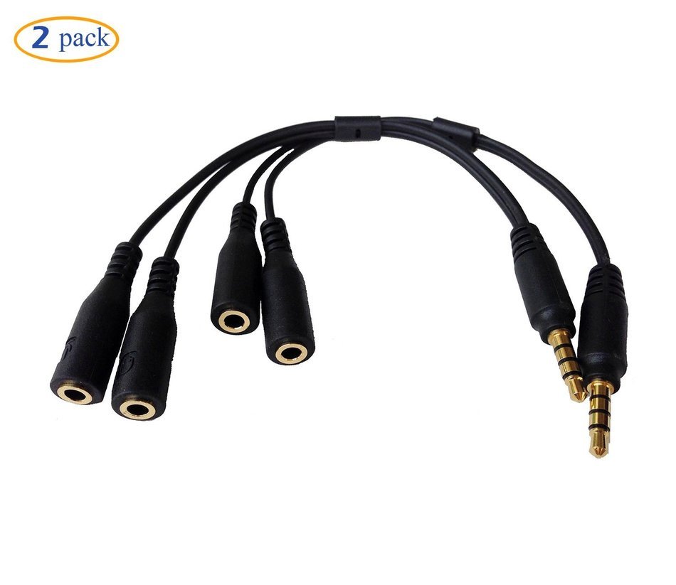 Conwork White 3.5mm Audio Jack Stereo Headphone Splitter Cable Adapter for iPhone iPad iPod N5