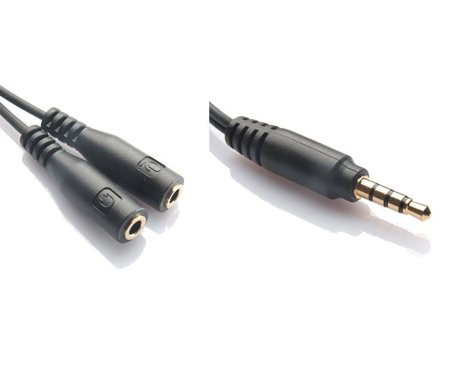 Conwork White 3.5mm Audio Jack Stereo Headphone Splitter Cable Adapter for iPhone iPad iPod N6