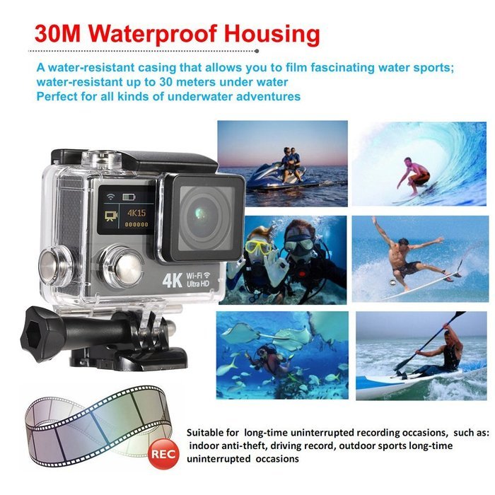 Andoer 2 Inch Dual Screen LCD Ultra HD Wifi Sports Action Camera 4K 15fps 1080P 60fps 12MP 170&deg; Wide-angle for... N7