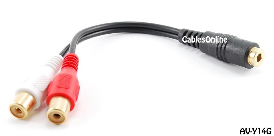 CablesOnline 6 inch Stereo Splitter 3.5mm Female to 2-RCA Audio -Jack Adapter (AV-Y14G)
