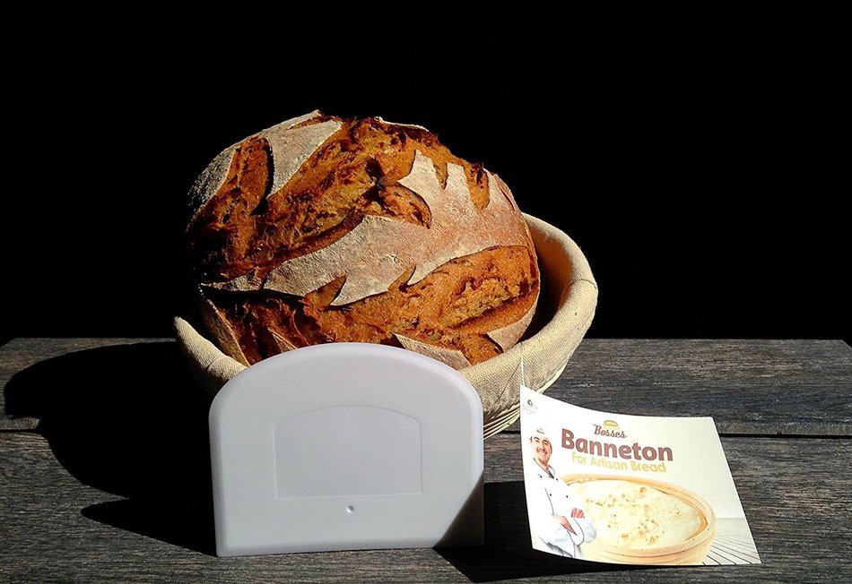 (9 Inch) Banneton Proofing Basket + Free Bowl Scraper & Cloth Liner - Perfect Bread Loaf Shape Flour Round Rising... N14