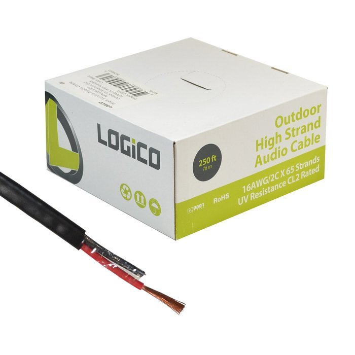 Outdoor Speaker Wire Direct Burial 16 AWG - 2c Black N2