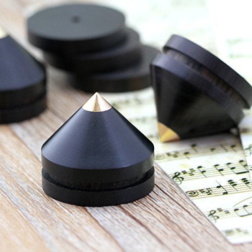 LuguLake Ultra Premium Ebony Wood Speaker Spike Set for Amplifier/Studio Monitor/CD Player/TV Speaker, 4 Packs N5