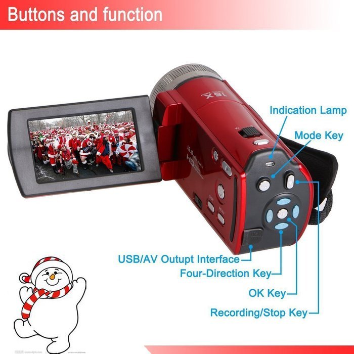 SSstar HDMI 720p 2.7 Inch TFT LCD Rotation Digital Video Camcorder 16.0MP 16X Zoom Camera DV Video Recorder (Red) N2