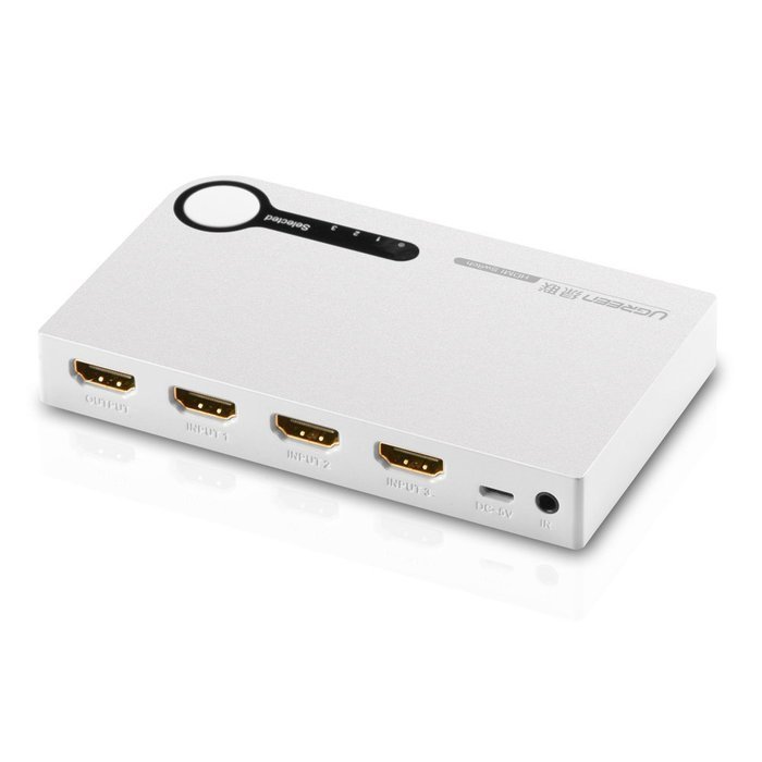 Ugreen HDMI Switcher 3x1 with IR Wireless Remote Support 1080P, 3D for Laptop, HD-DVD, PS3, Xbox360, Black N6
