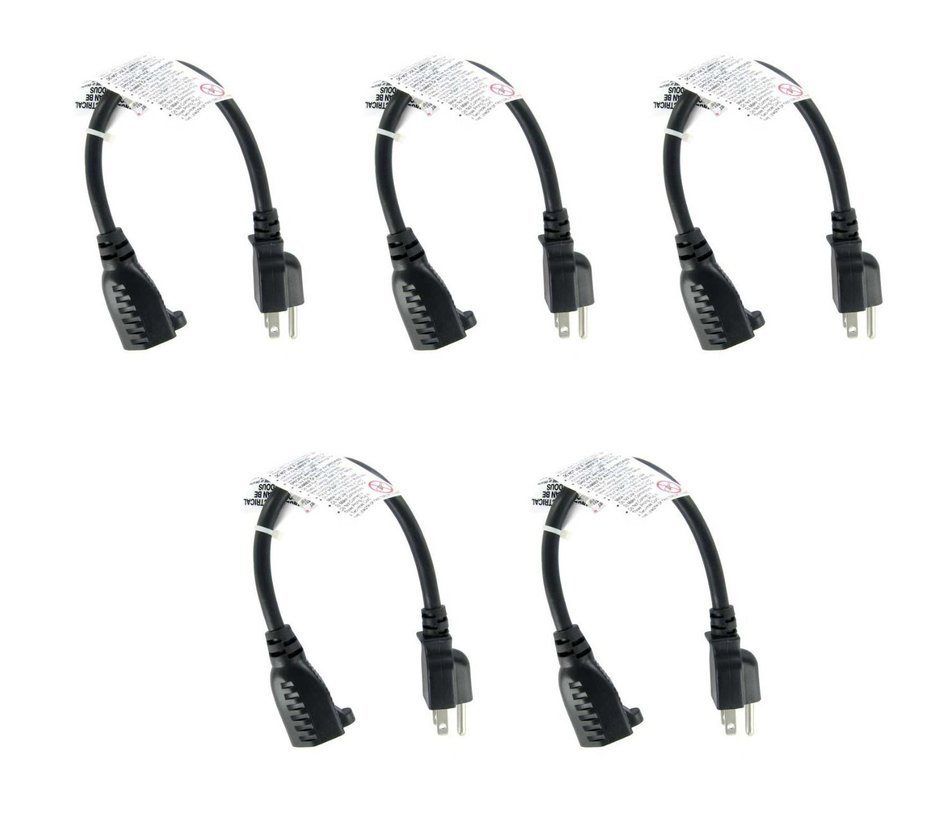 C&E CNE74467 1-Feet 16AWG Outlet Saver Power Extension Cord NEMA 5-15R to NEMA 5-15P, 5-Pack N6