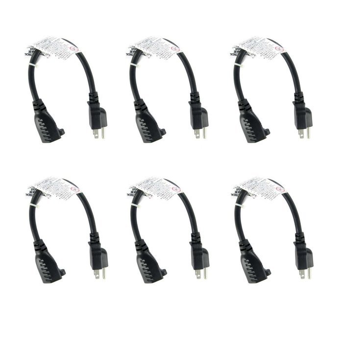 C&E CNE74467 1-Feet 16AWG Outlet Saver Power Extension Cord NEMA 5-15R to NEMA 5-15P, 5-Pack N7