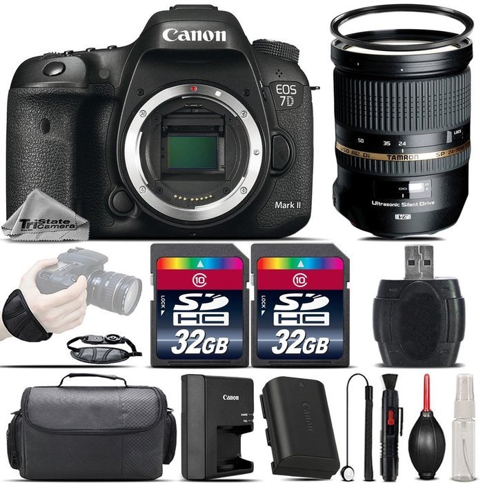 Canon EOS 7D Mark II DSLR Camera with Built-In GPS Receiver & Digital Compass + Tamron 24-70mm 2.8 VC Lens + 64GB...