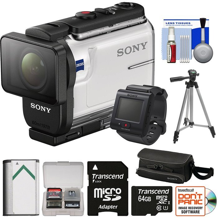 Sony Action Cam HDR-AS300R Wi-Fi HD Video Camera Camcorder & Live View Remote with 64GB Card + Battery + Case...