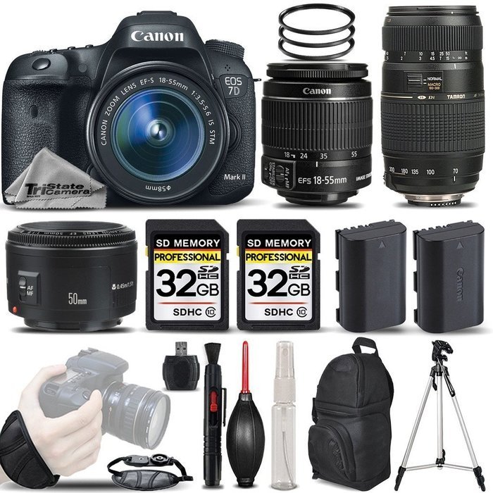 Canon EOS 7D Mark II Digital SLR Camera + Canon EF-S 18-55mm IS STM Lens + Canon 50mm 1.8 II Lens + Tamron 70-... N3