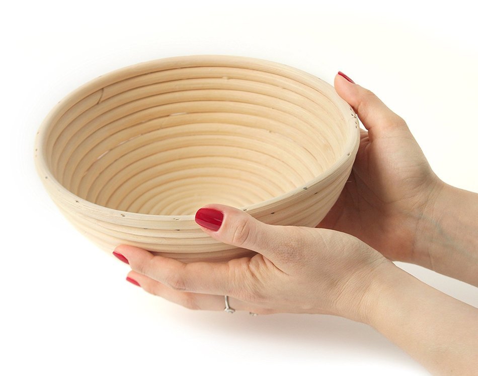 Banneton Proofing Basket 8.5&rdquo; Round with Cloth Liner and FREE Flexible Bowl Scraper for Shaping Dough | Only From... N4