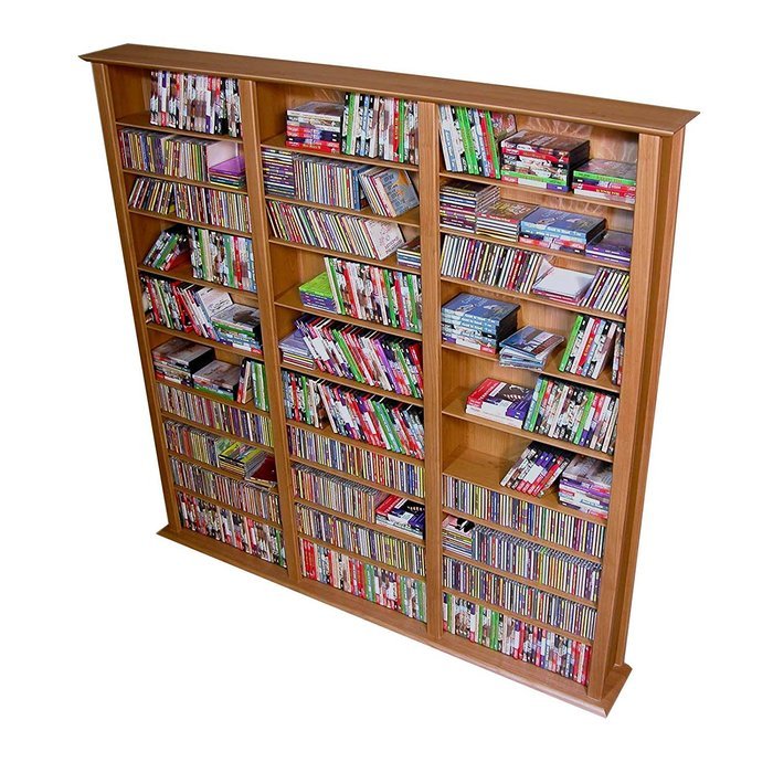 Media Storage Tower-Tall Triple Oak -76" N5