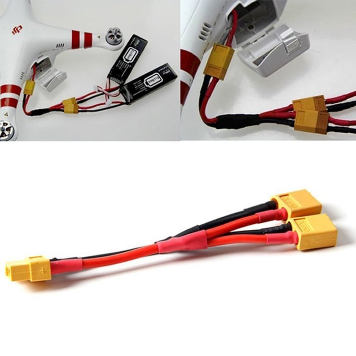 Foxnovo XT60 Parallel Battery Connector Cable Dual Extension Y Splitter for DJI Phantom N3