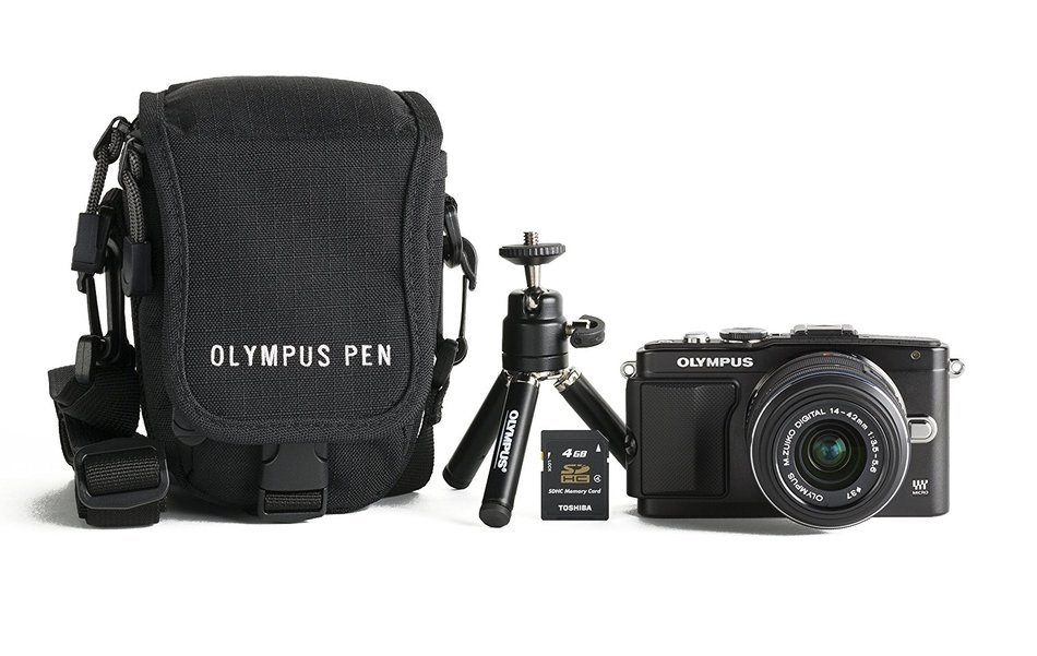 Olympus E-PL5 16MP Mirrorless Digital Camera Kit with 14-42mm lens, case, mini tripod, and memory card (Black)