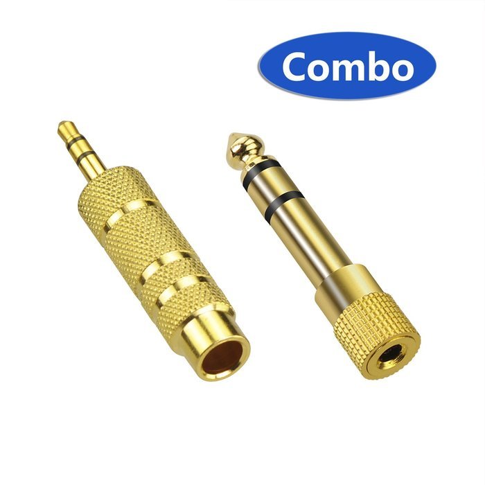 VCE (2-PACK) 6.35 mm(1/4 inch) to 3.5 mm M/F Plus 3.5 mm to 6.35 mm(1/4 inch) M/F Stereo Adapter Gold Plated N2
