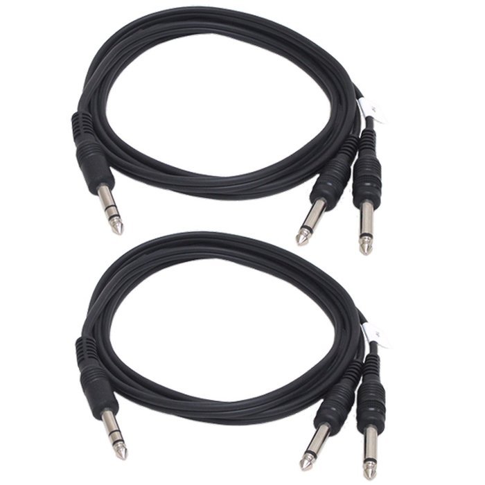 GLS Audio 6ft Y-Cable Cable Cords - 1/4" TRS Stereo to Dual 1/4" TS Mono Black Cord - 6' Send and Return Insert...